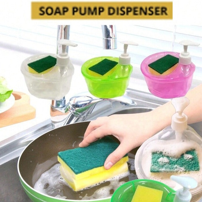 2 In 1 Liquid Soap Dispenser & Sponge Holder (WITH FREE SPONGE)