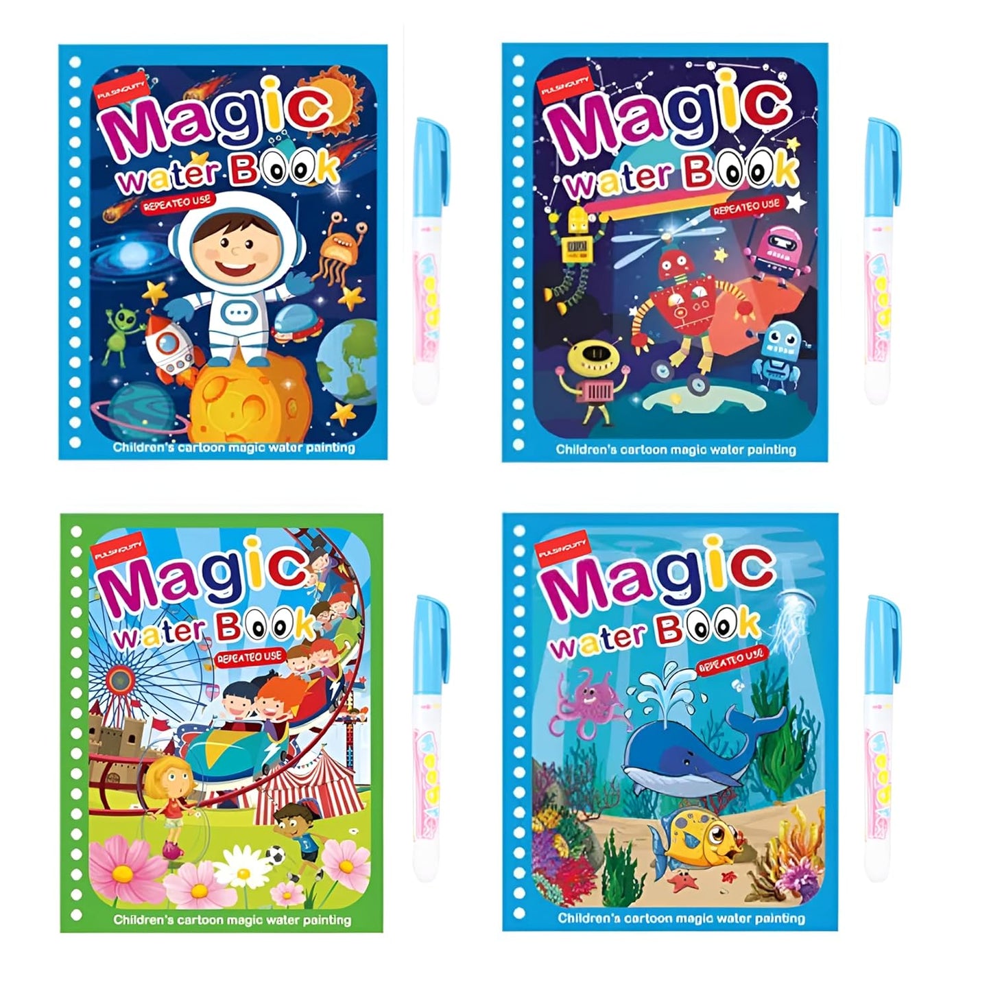 MAGIC WATER BOOK: ENDLESS FUN! (PACK OF 4)